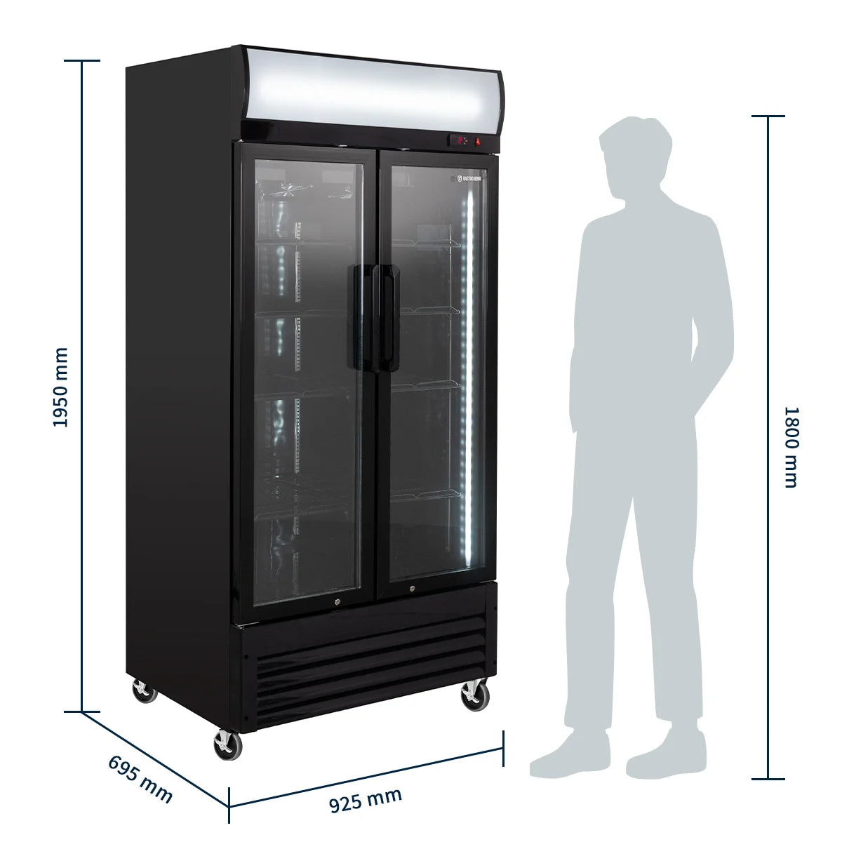 Getränkekühlschrank ECO 630 mit Leuchtaufsatz und Klapptüren