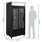 Getränkekühlschrank ECO 630 mit Leuchtaufsatz und Schiebetüren