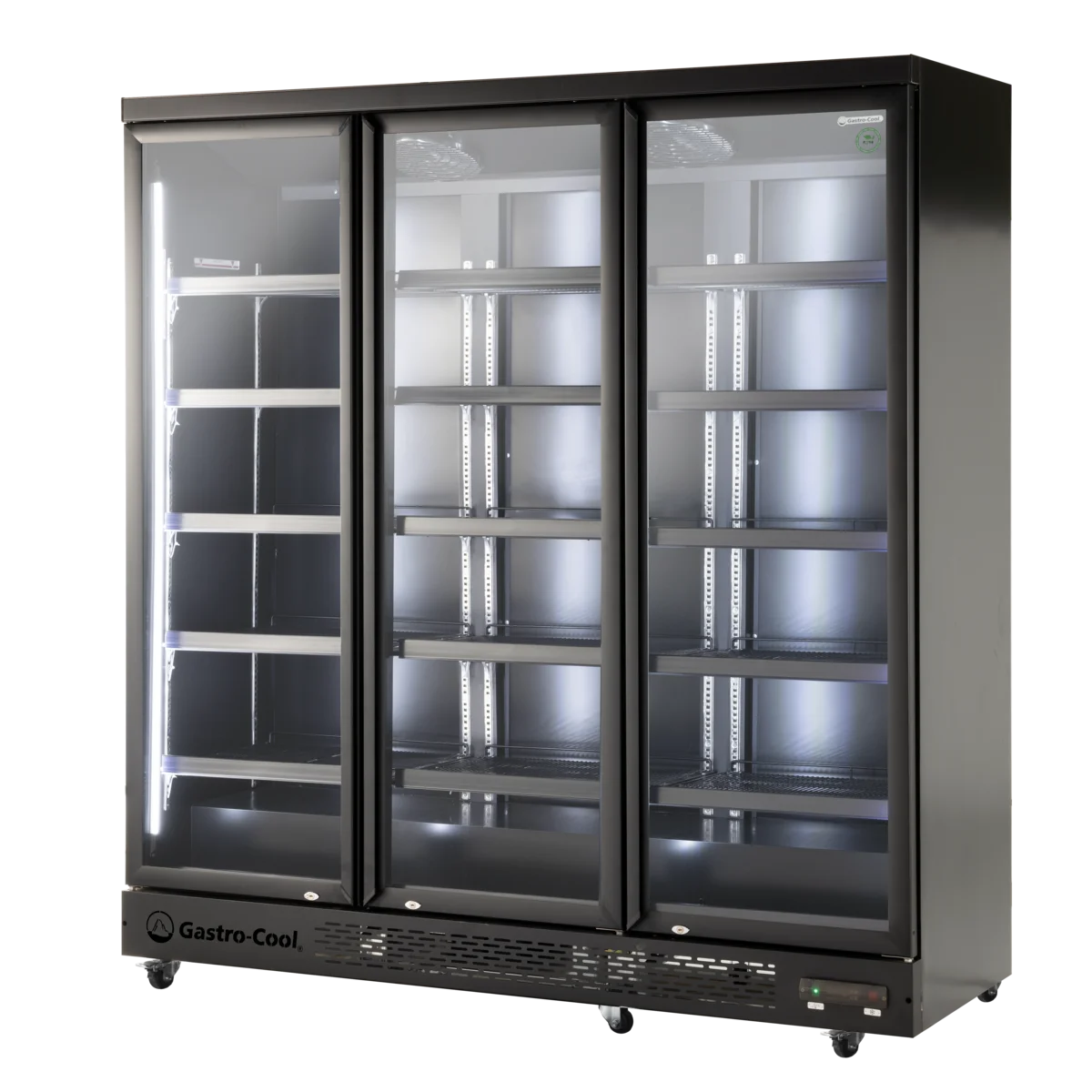 Gastro-Cool GD1600 Getränkekühlschrank 1716 Liter mit 3 Klapptüren, LED Beleuchtung, schwarz