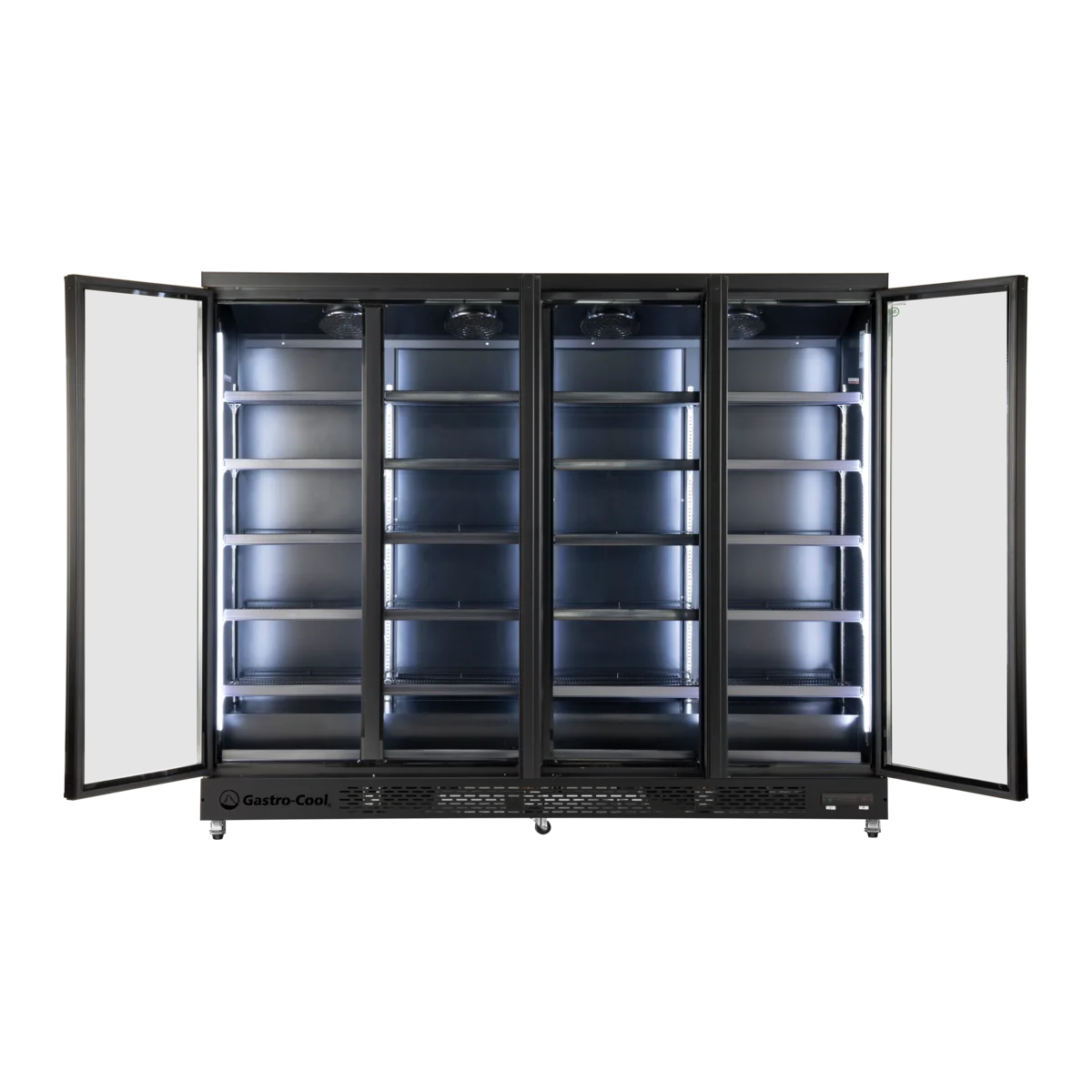 Gastro-Cool GD2200 Getränkekühlschrank 2218 Liter mit 4 Klapptüren, LED Beleuchtung, schwarz