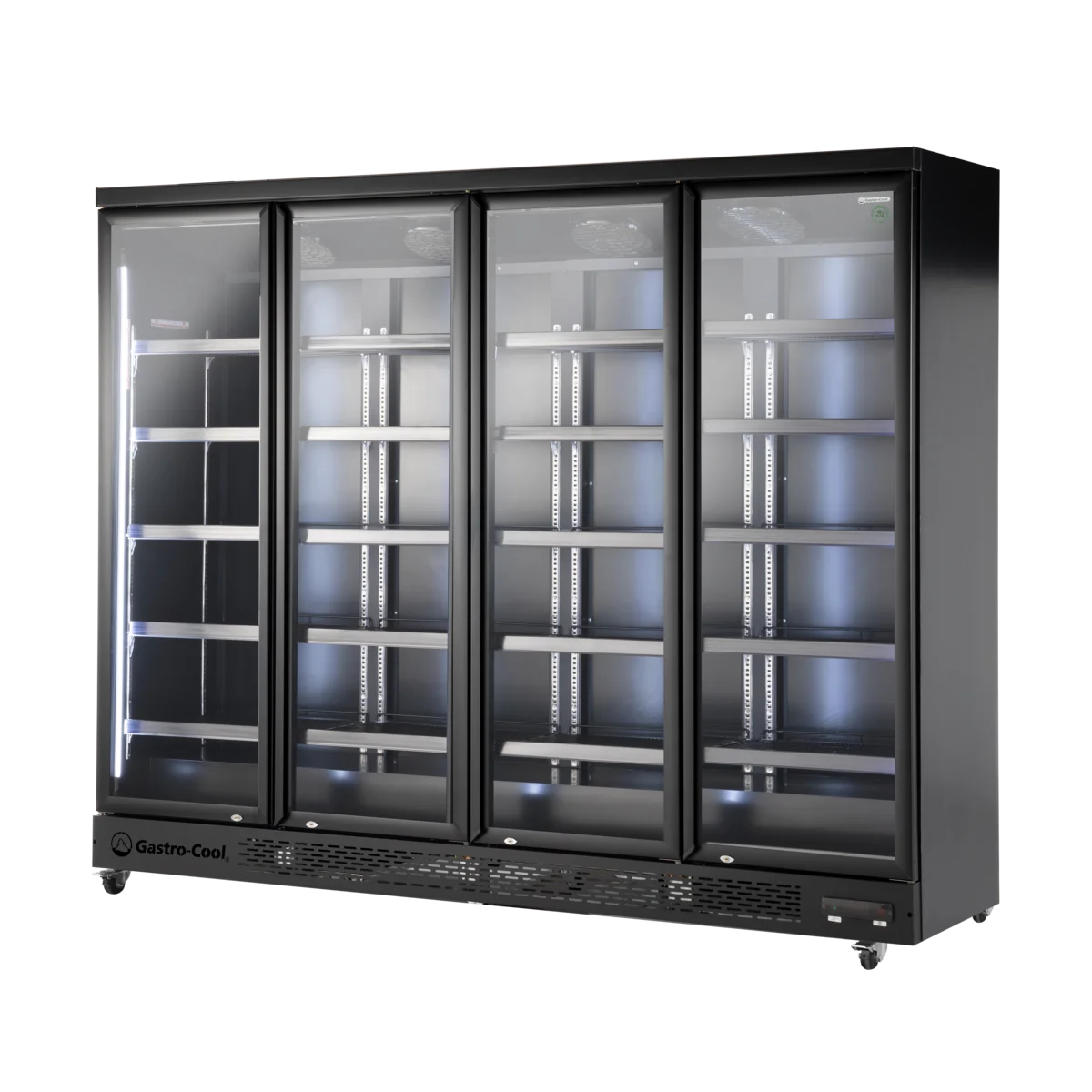 Gastro-Cool GD2200 Getränkekühlschrank 2218 Liter mit 4 Klapptüren, LED Beleuchtung, schwarz