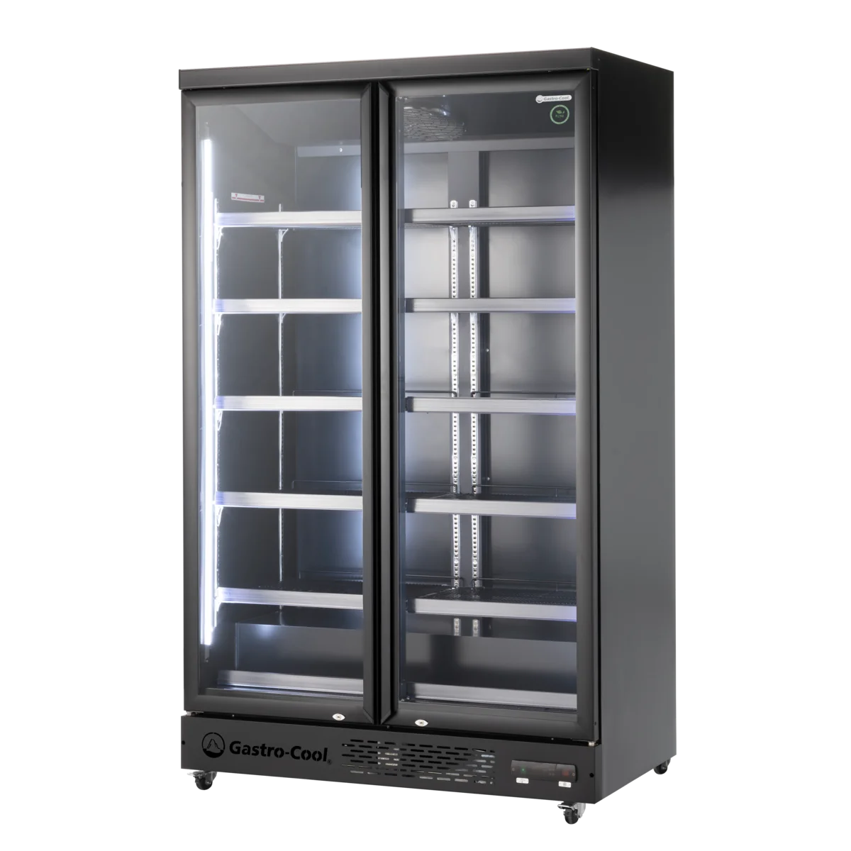 Gastro-Cool GD1050 Getränkekühlschrank 1060 Liter mit 2 Klapptüren, LED Beleuchtung, schwarz