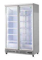 Gastro-Cool GD1050 Getränkekühlschrank 1060 Liter mit 2 Klapptüren, LED Beleuchtung, silber