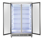 Gastro-Cool GD1050 Getränkekühlschrank 1060 Liter mit 2 Klapptüren, LED Beleuchtung, silber
