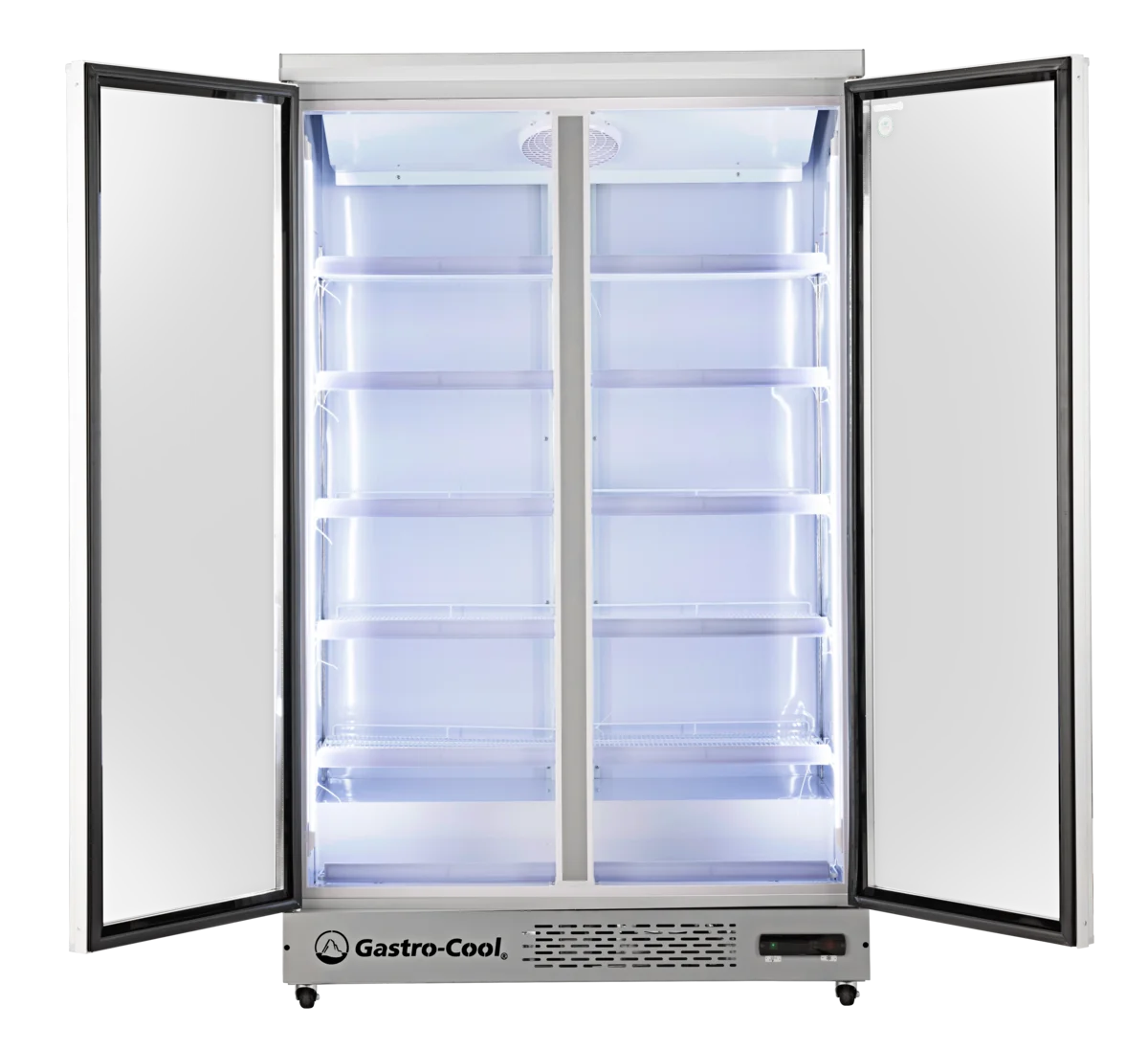 Gastro-Cool GD1050 Getränkekühlschrank 1060 Liter mit 2 Klapptüren, LED Beleuchtung, silber