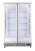Gastro-Cool GD1050 Getränkekühlschrank 1060 Liter mit 2 Klapptüren, LED Beleuchtung, silber