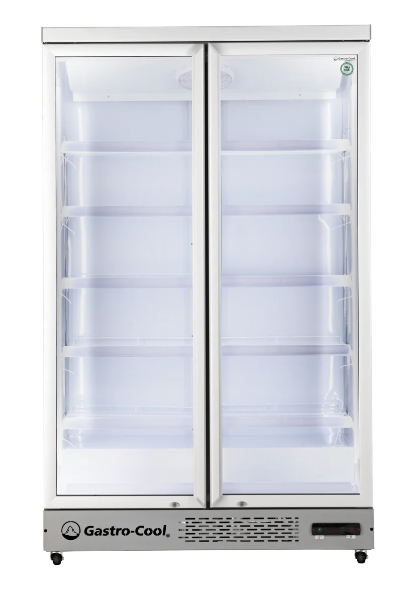 Gastro-Cool GD1050 Getränkekühlschrank 1060 Liter mit 2 Klapptüren, LED Beleuchtung, silber
