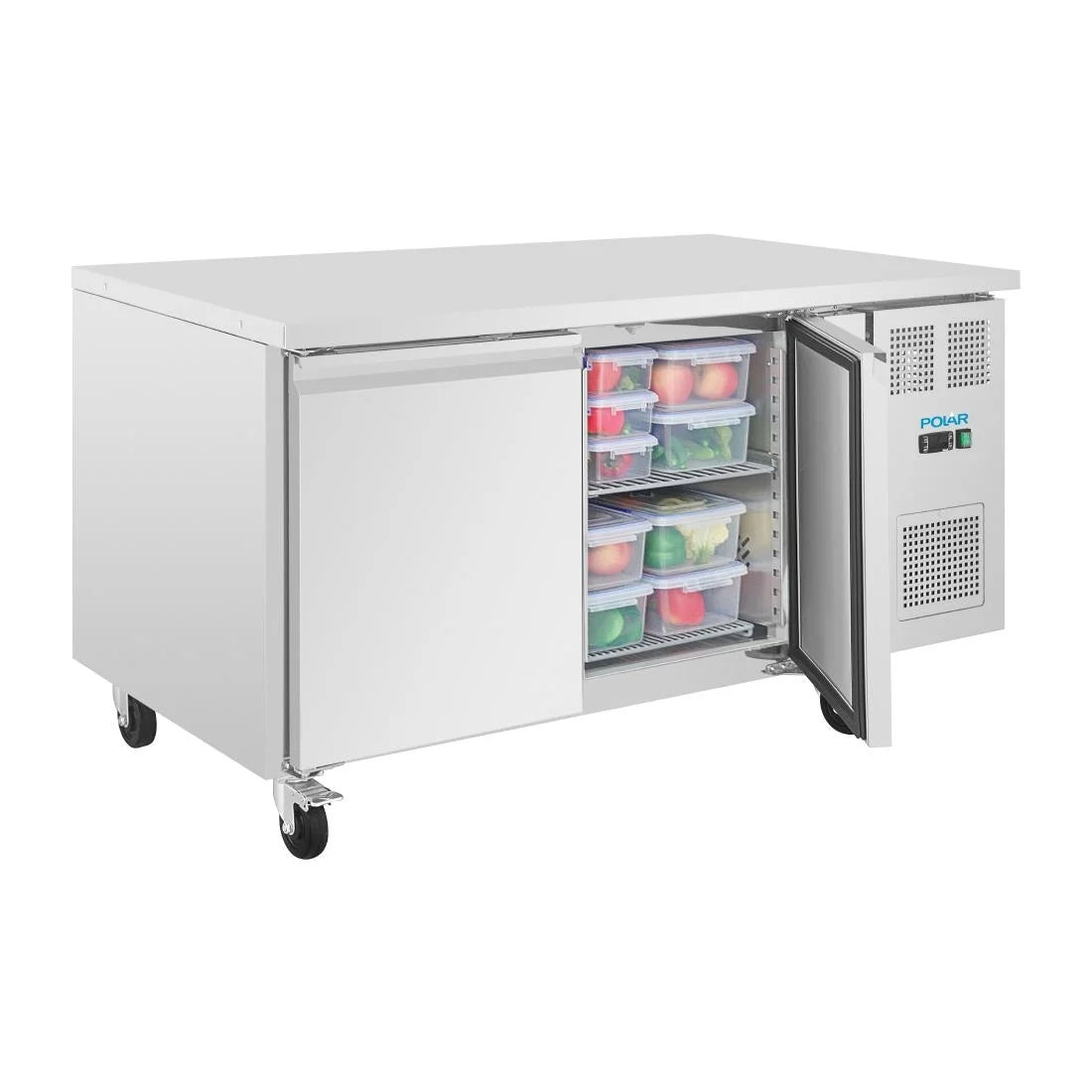 Polar U-Serie Bäckerei-Kühltisch EN 60x40 2 Türen 427 Liter auf Rollen