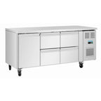 Polar U-Serie Kühltisch 4 Schubladen & 1 Tür 465 Liter auf Rollen
