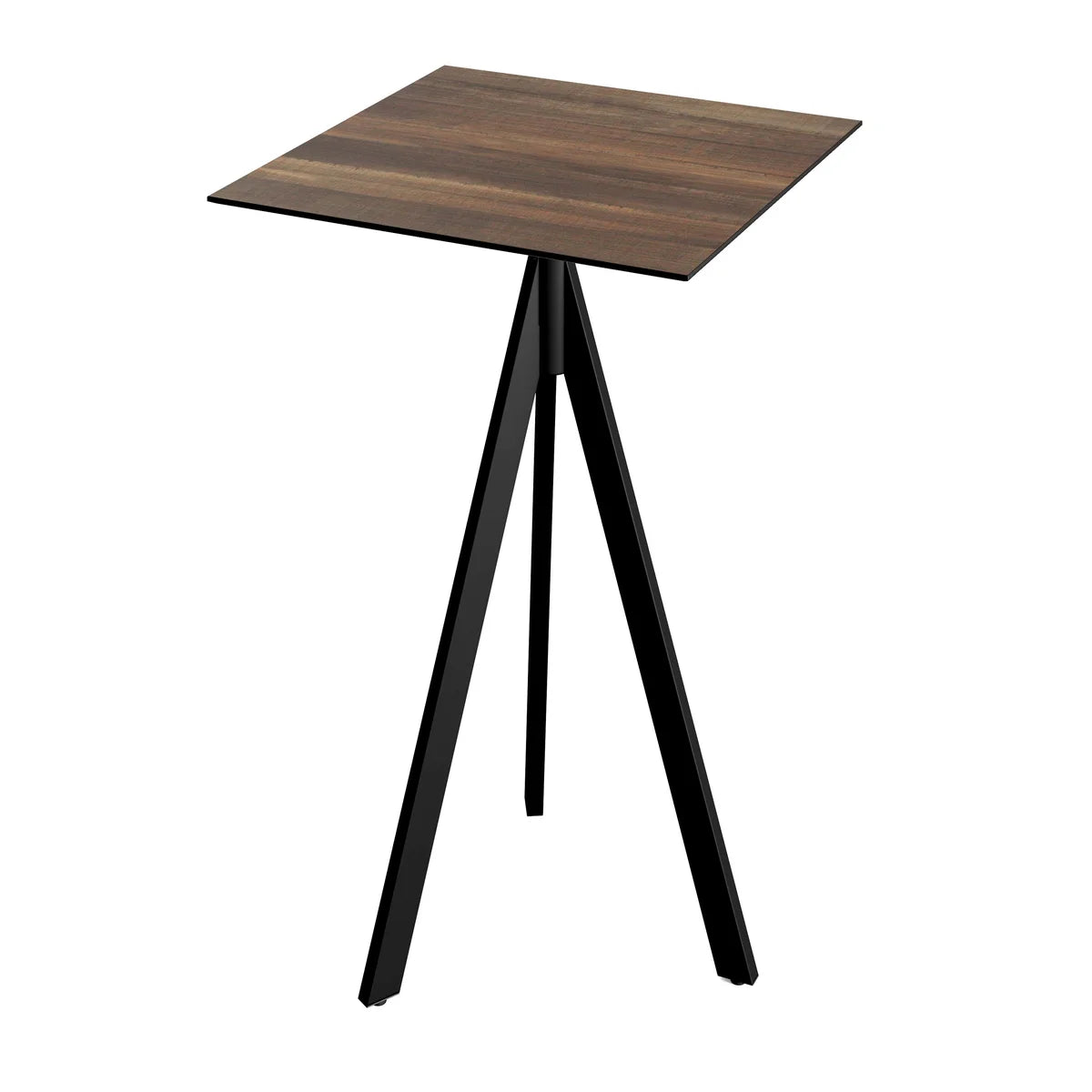 Feros Infinity Tripod Stehtisch Schwarz frame + Tropical Wood HPL 70x7