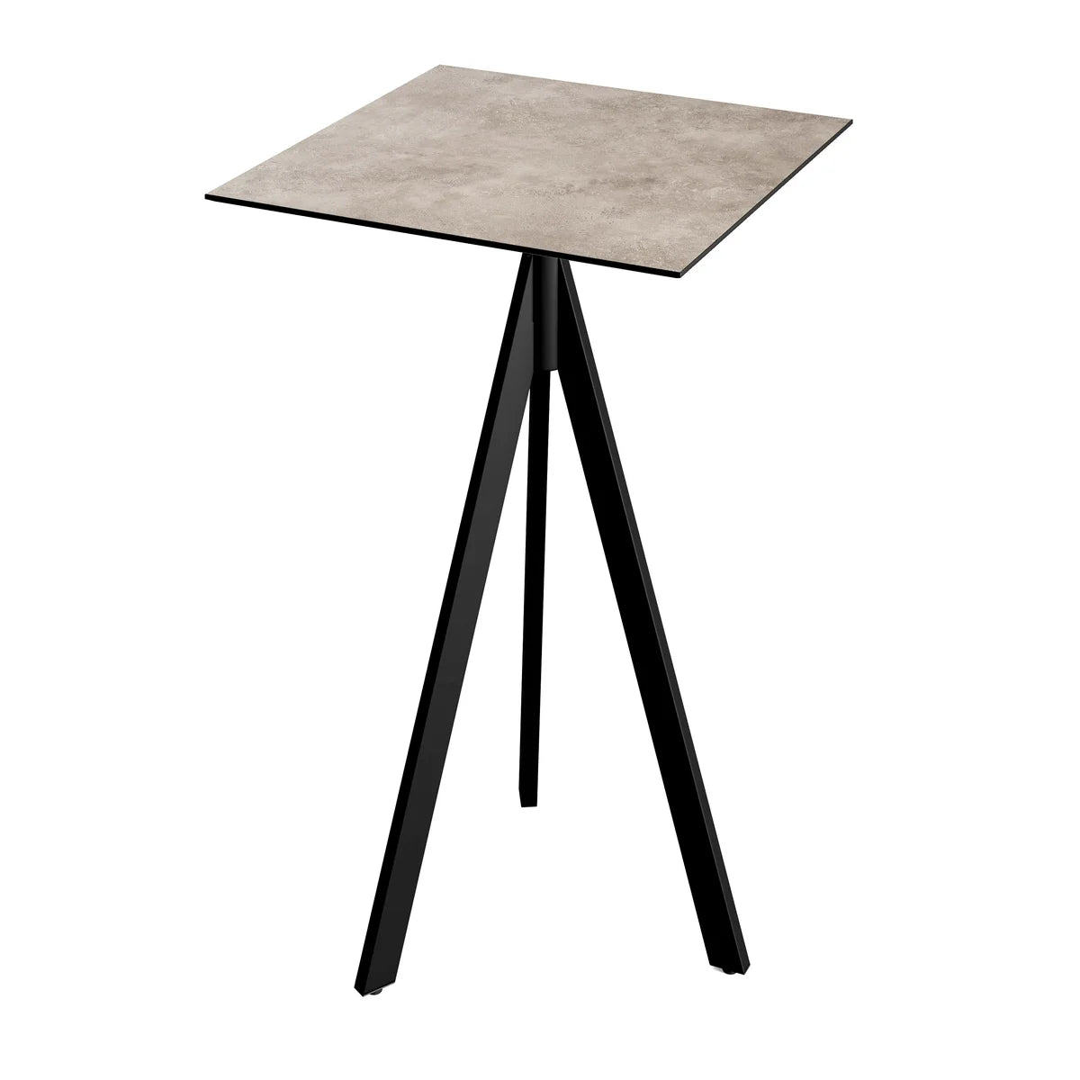 Feros Infinity Tripod Stehtisch Schwarz frame + Moonstone HPL 70x70 cm