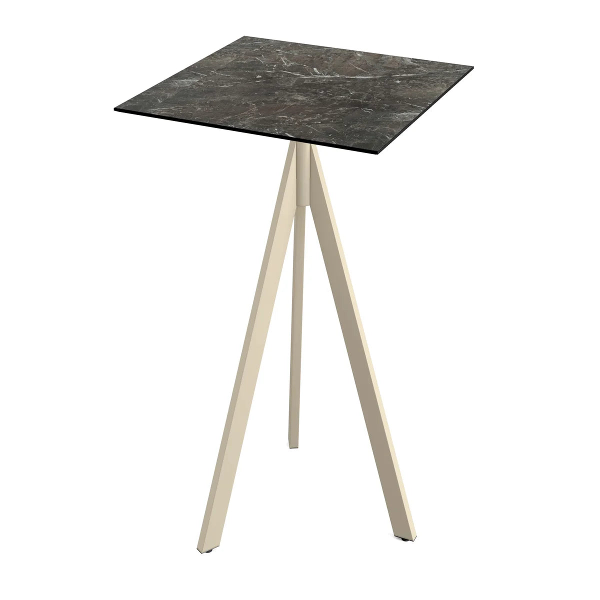Feros Infinity Tripod Stehtisch Sand frame + Galaxy Marble HPL 70x70 cm