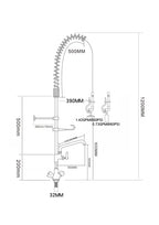 Einloch-Geschirrwaschbrause mit verstellbarer Säule, Mischbatterie und Schwenkhahn - 1.200 mm