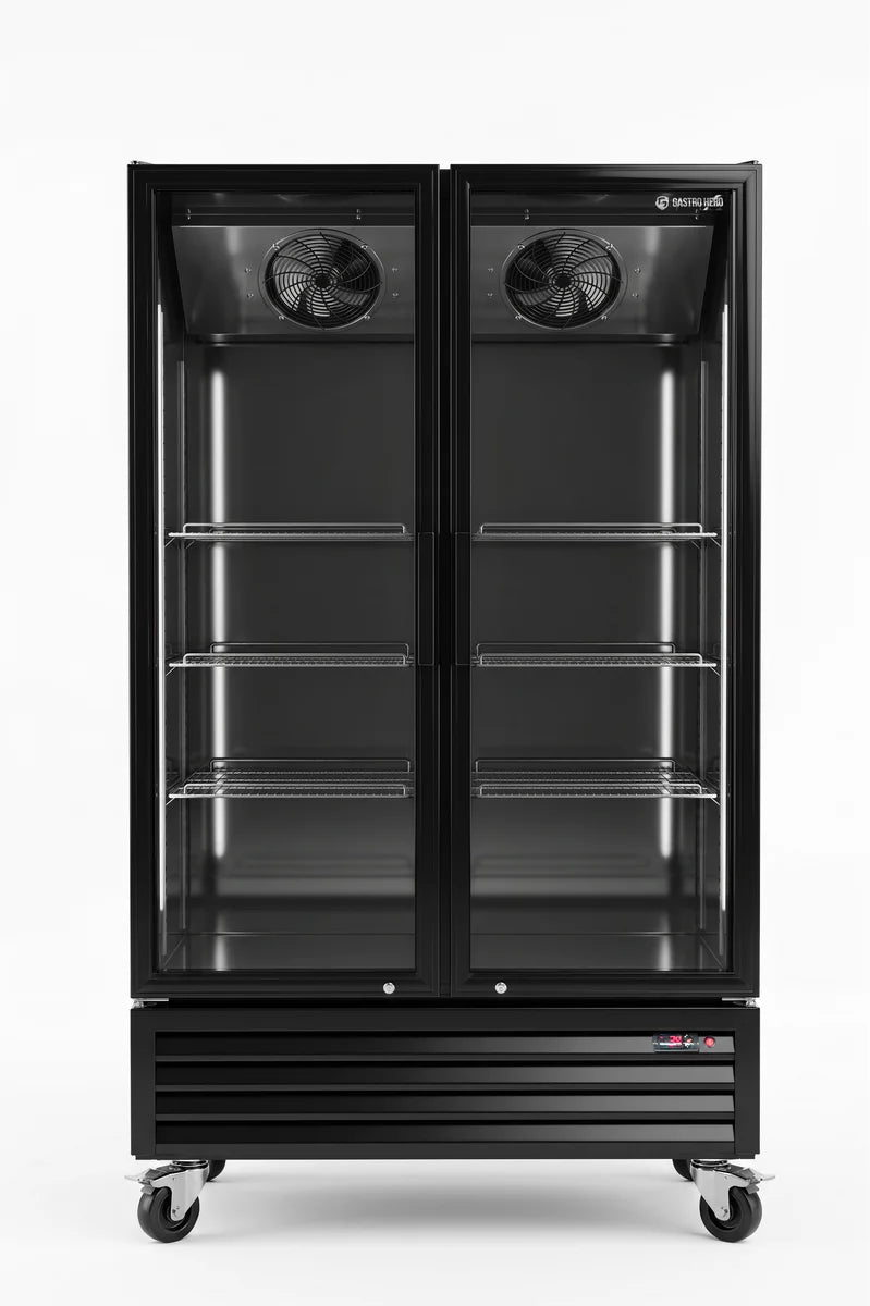 Getränkekühlschrank ECO 1000 mit Klapptüren, schwarz
