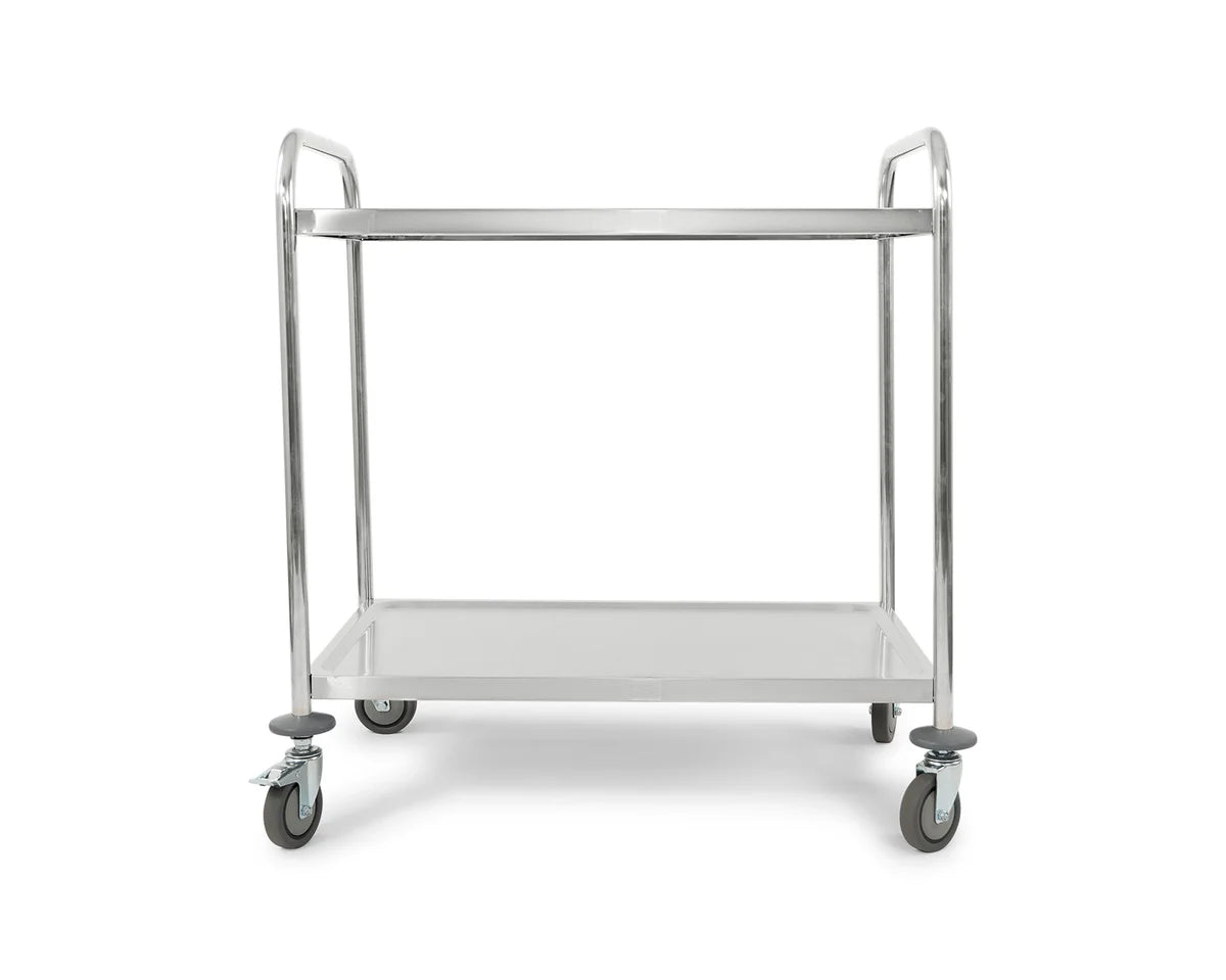Servierwagen aus Edelstahl, 2 Ebenen