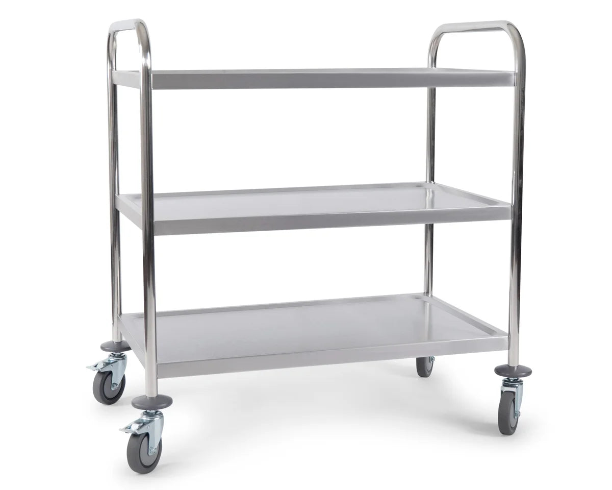 Servierwagen aus Edelstahl, 3 Ebenen