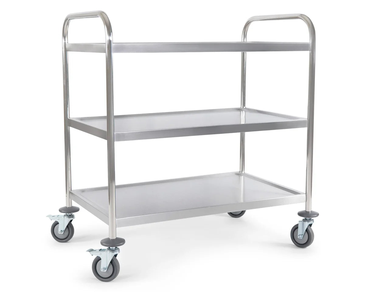 Servierwagen aus Edelstahl, 3 Ebenen