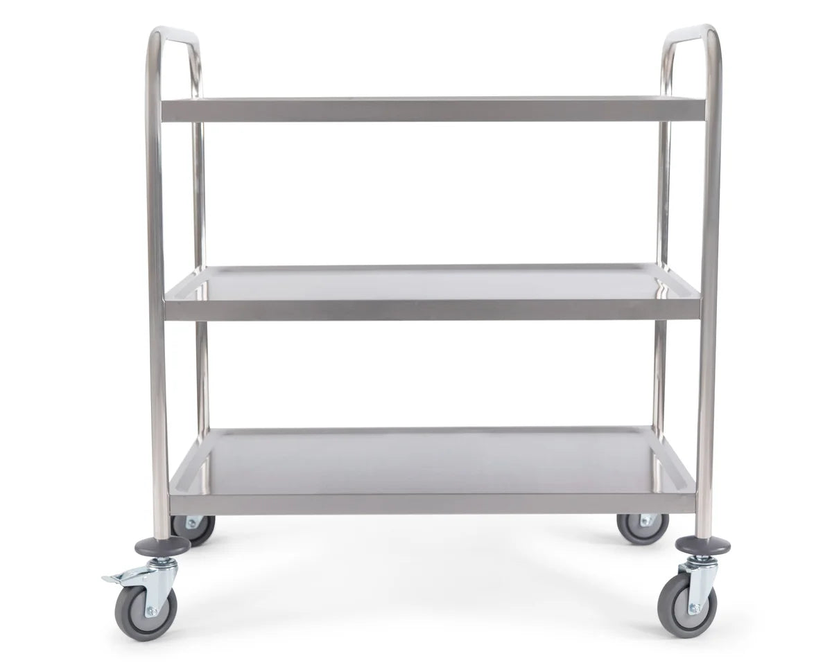 Servierwagen aus Edelstahl, 3 Ebenen
