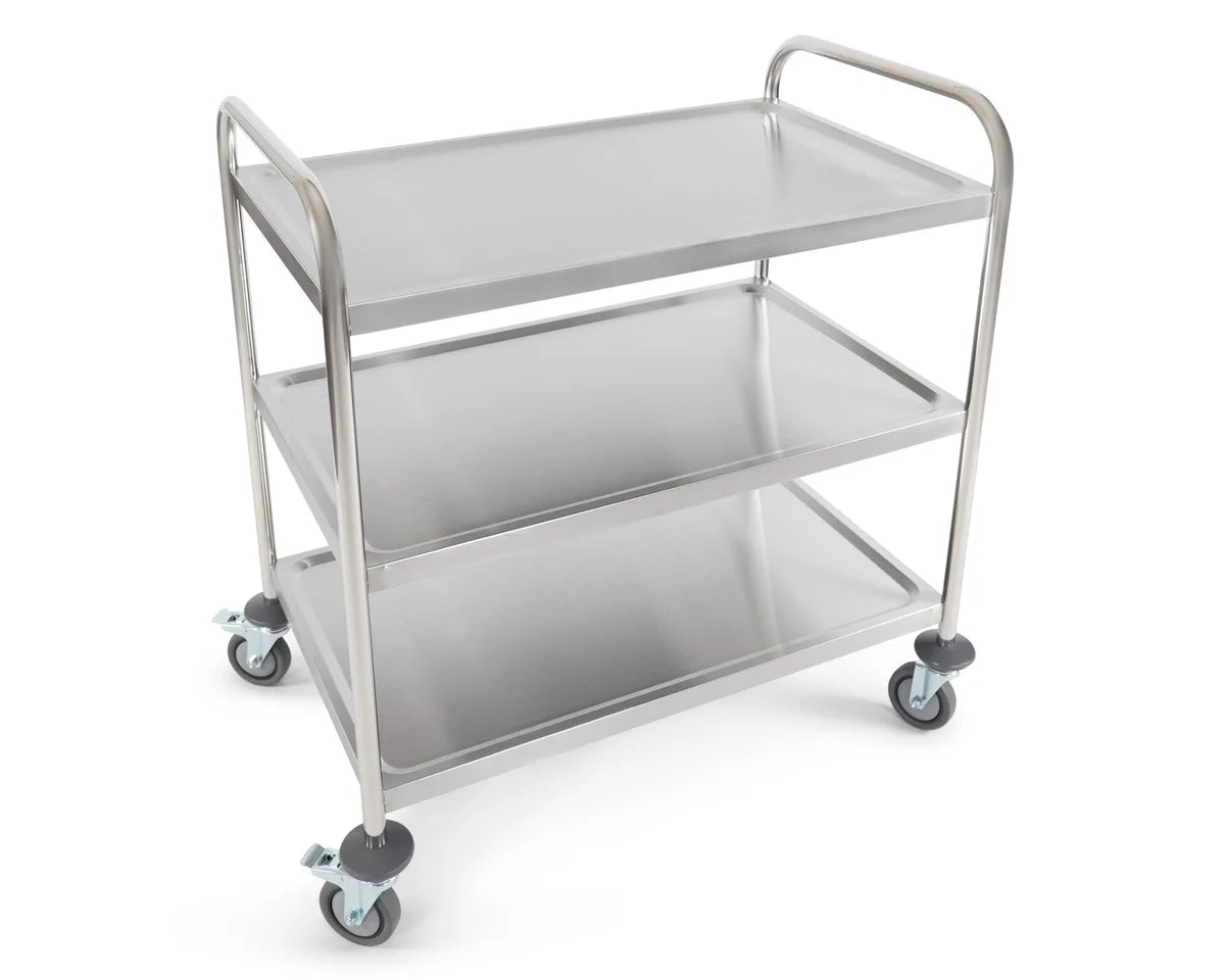 Servierwagen aus Edelstahl, 3 Ebenen