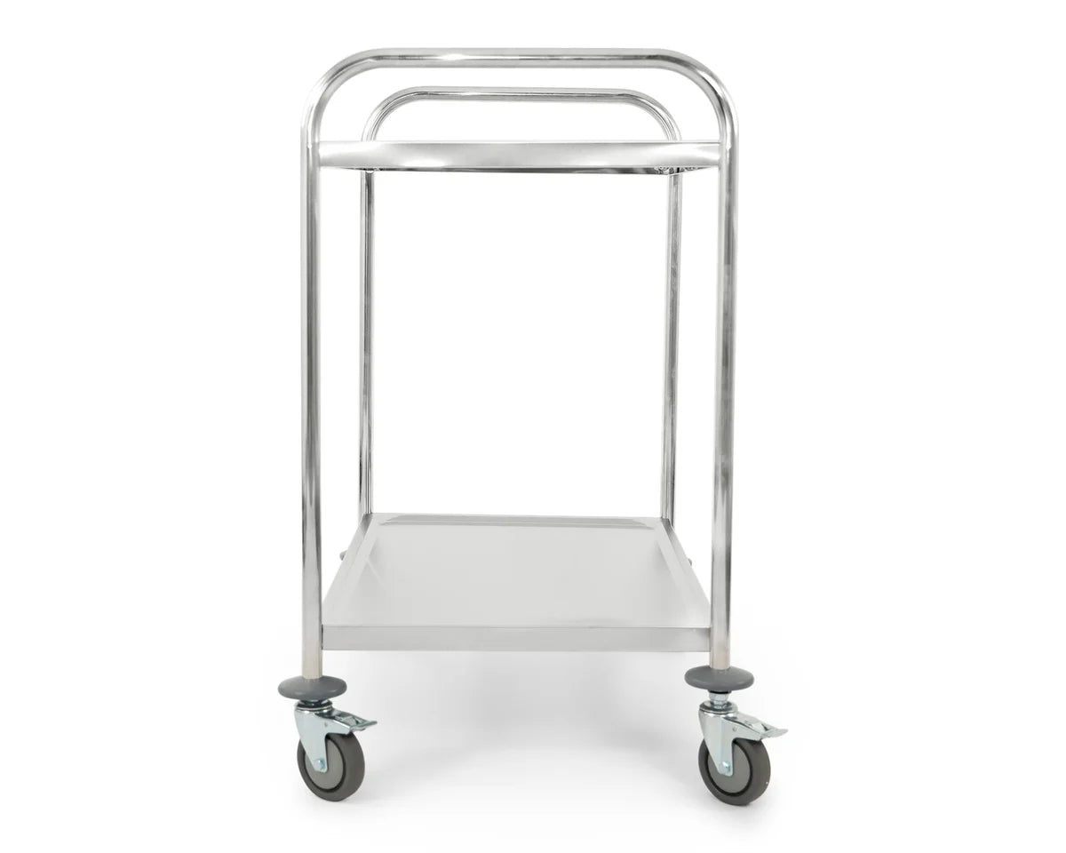 Servierwagen aus Edelstahl, 2 Ebenen
