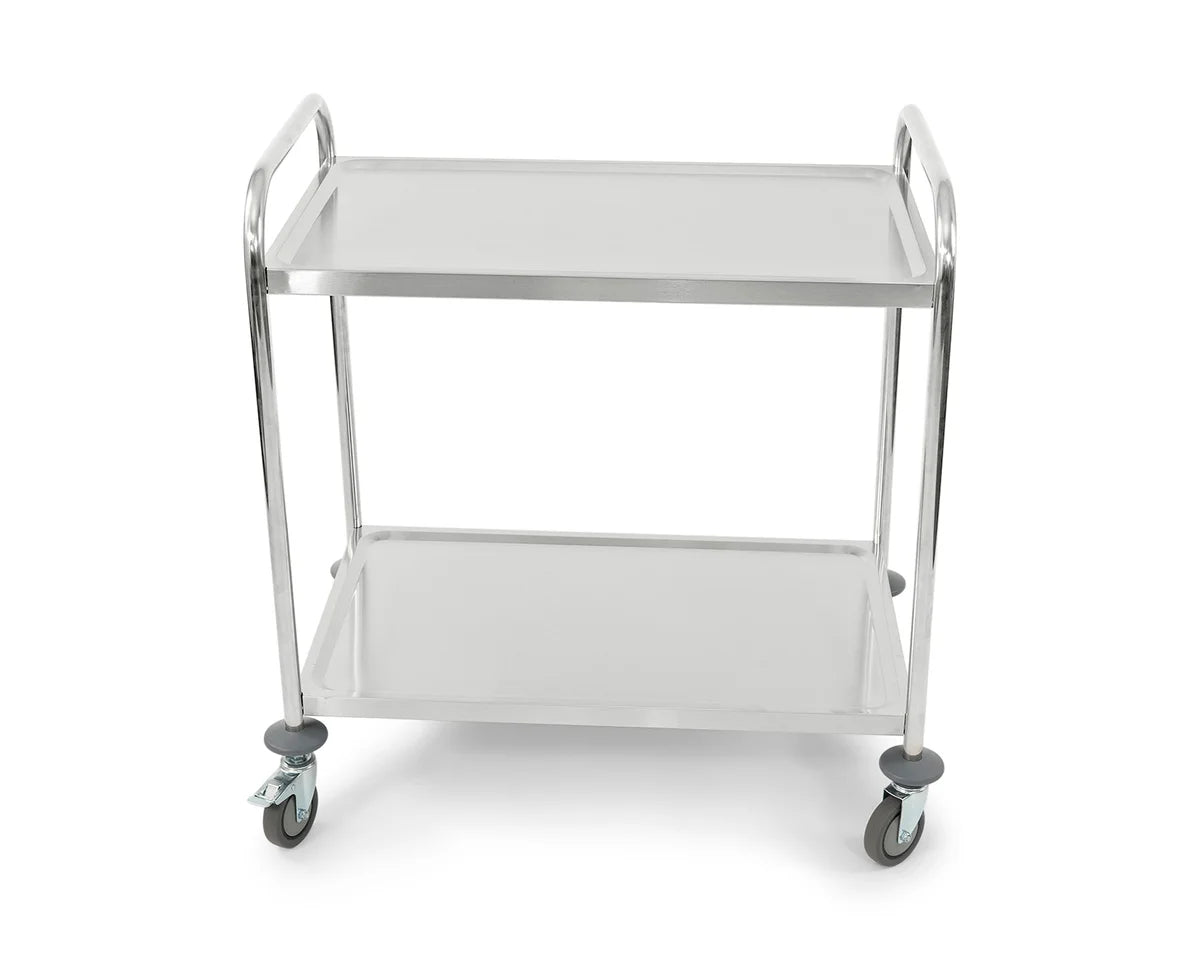 Servierwagen aus Edelstahl, 2 Ebenen