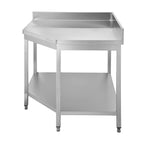 Edelstahl Eckarbeitstisch Basic 1000x600 mm - mit Grundboden und Aufkantung