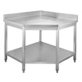 Edelstahl Eckarbeitstisch Basic 1000x700 mm - mit Grundboden und Aufkantung