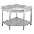 Edelstahl Eckarbeitstisch Basic 1000x700 mm - mit Grundboden und Aufkantung