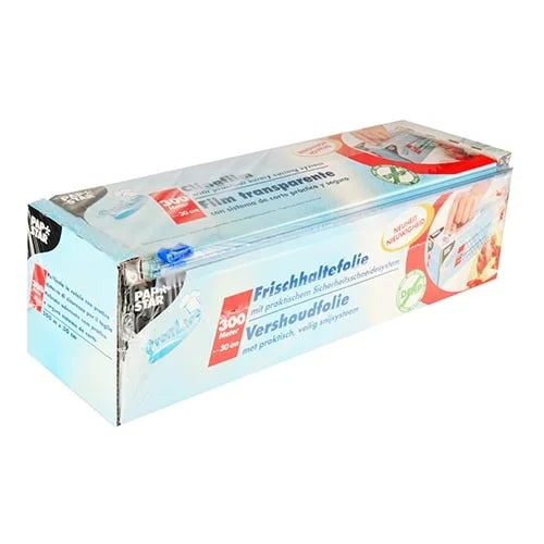 Papstar Frischhaltefolie, PVC 300 m x 30 cm mit praktischem Schneidesystem