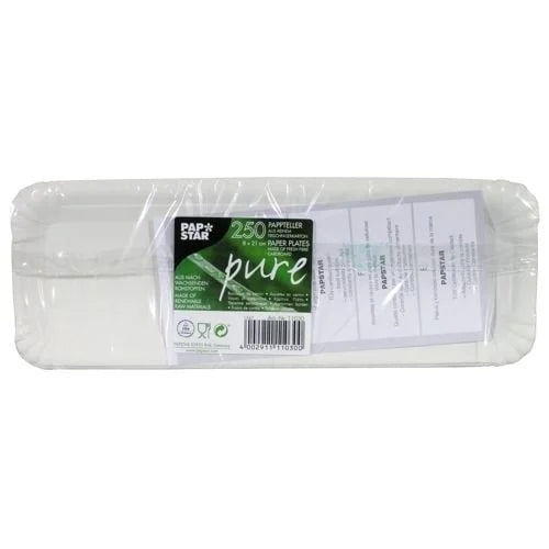 Pappteller Pure rechteckig, weiss, 8x23cm - 250 Stk