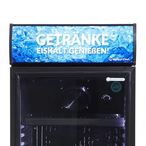 Gastro-Cool DC400 Getränkekühlschrank 400 Liter mit Werbedisplay schwarz/schwarz, LED