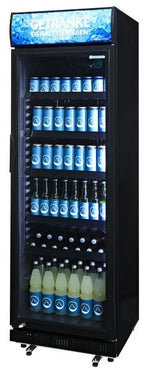 Gastro-Cool DC400 Getränkekühlschrank 400 Liter mit Werbedisplay schwarz/schwarz, LED