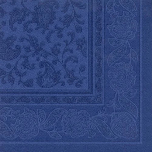 Papstar 50 Servietten ROYAL Collection 1/4-Falz 40 cm x 40 cm dunkelblau Ornaments