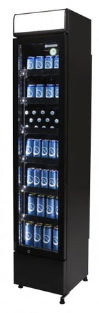 Gastro-Cool DC130 Getränkekühlschrank Slim 150 Liter schwarz/schwarz, LED
