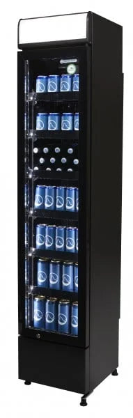 Gastro-Cool DC130 Getränkekühlschrank Slim 150 Liter schwarz/schwarz, LED