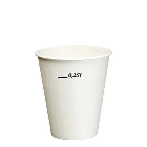 Papstar 100 Trinkbecher für Kaltgetränke, Pappe 0,25 l Ø 8,97 cm x H: 10 cm weiss