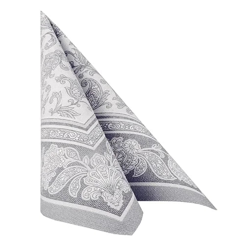 Papstar 50 Servietten ROYAL Collection 1/4-Falz 40 cm x 40 cm grau Ornaments