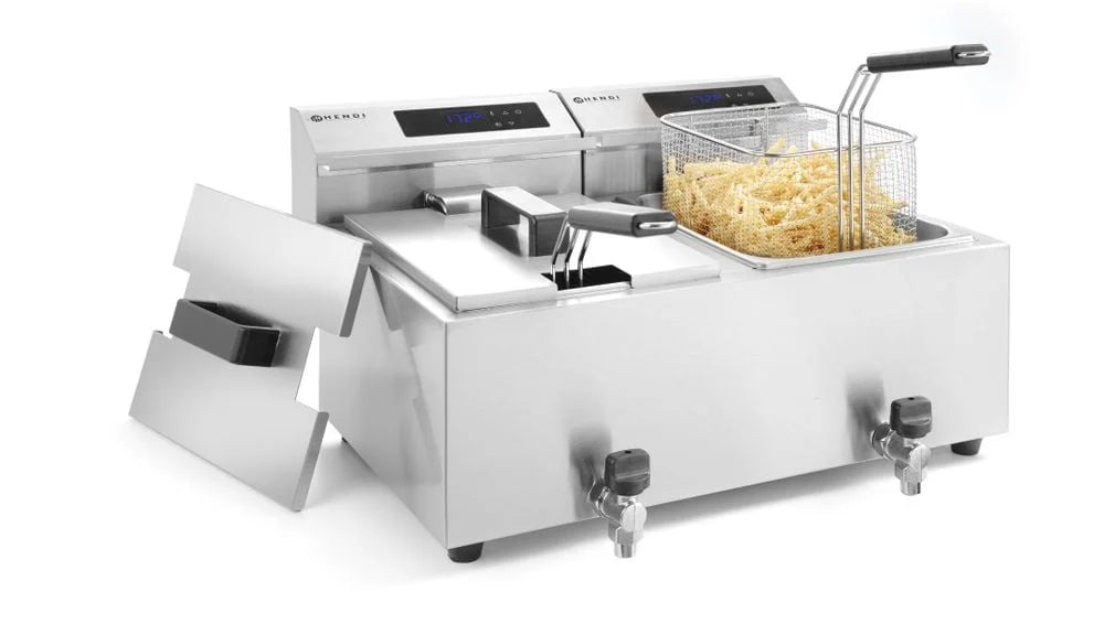 MasterCook Friteuse digital 2 x 8 L mit Ablasshahn