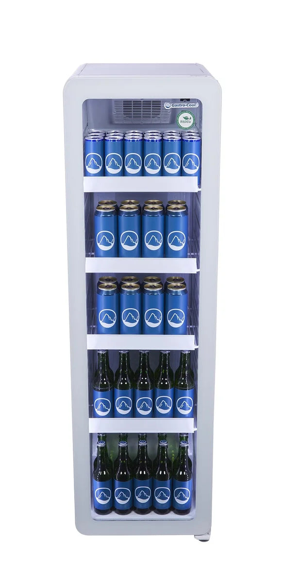 Gastro-Cool GD135 Getränkekühlschrank Retro Slim 135 Liter weiß/weiß, LED, Retro Design