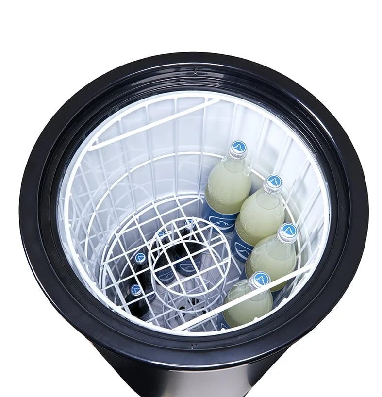 Gastro-Cool PT75 Party-Cooler / Kühltonne 73 Liter mit Glasdeckel schwarz, auf Rollen