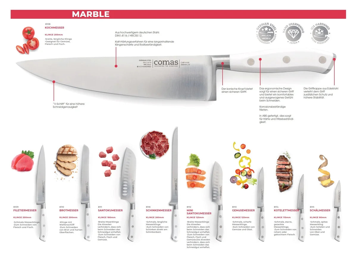COMAS MARBLE Santoku Messer 180 mm