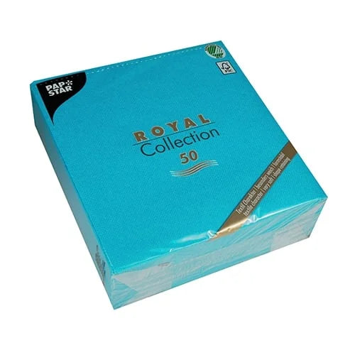 Papstar 50 Servietten ROYAL Collection 1/4-Falz 40 cm x 40 cm türkis