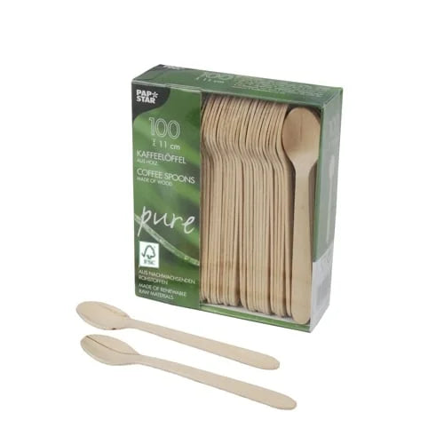 Papstar  Pure  Kaffeelöffel; Holz - 100 Stk 11 cm