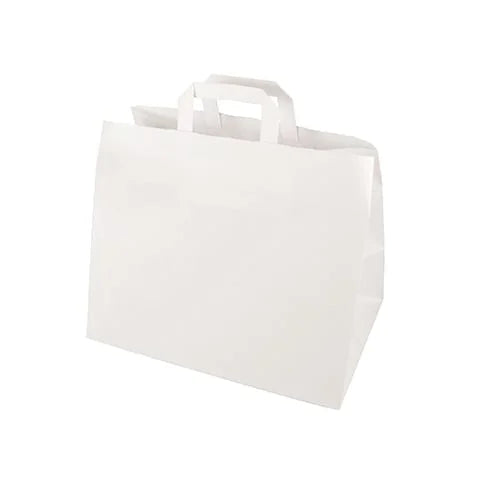 Papstar 50 Tragetaschen, Papier 27 cm x 32 cm x 17 cm weiss mit Tragegriff