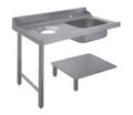 Dexion Zulauftisch links mit Spülbecken und Abfallloch rechts
