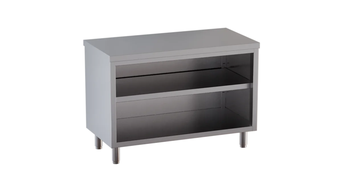 Edelstahl-Arbeitsschrank ECO 6x7 offen ohne Aufkantung