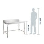 Edelstahl Arbeitstisch Basic 12x6 mit Aufkantung
