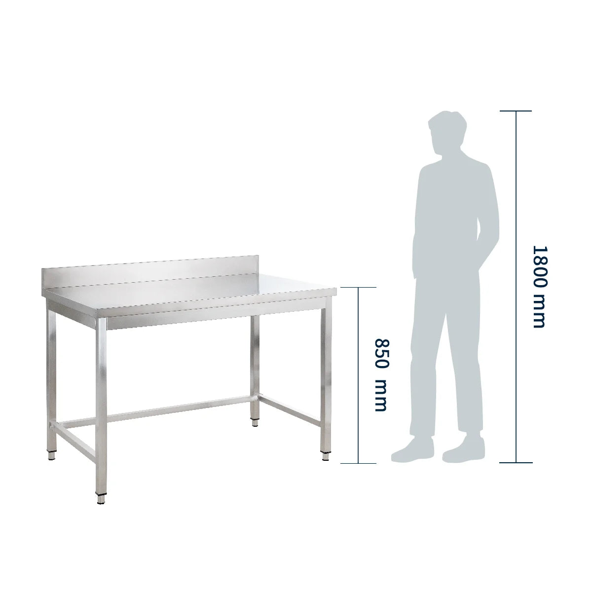 Edelstahl Arbeitstisch Basic 12x6 mit Aufkantung