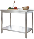 Edelstahl Arbeitstisch Profi 1000 x 700 mm - mit Grundboden und Aufkantung