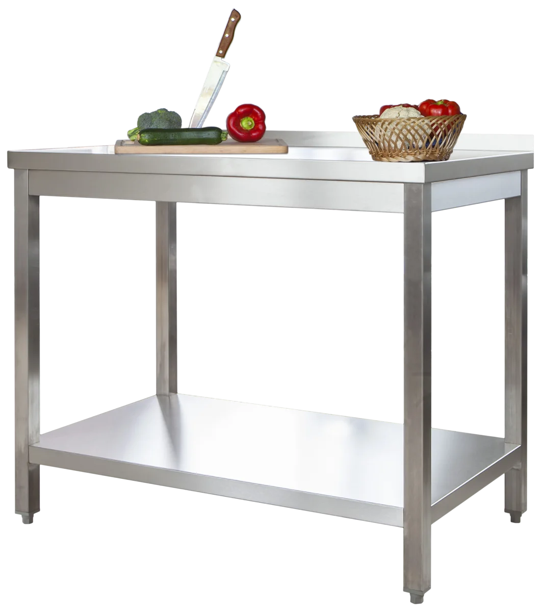 Edelstahl Arbeitstisch Profi 1000 x 700 mm - mit Grundboden und Aufkantung